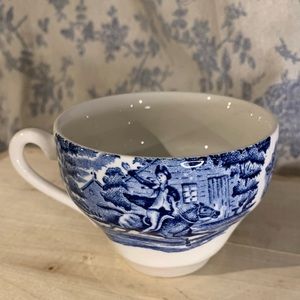 Vtg 1970s Staffordshire England Liberty Blue Ironstone Flat Cup Teacup